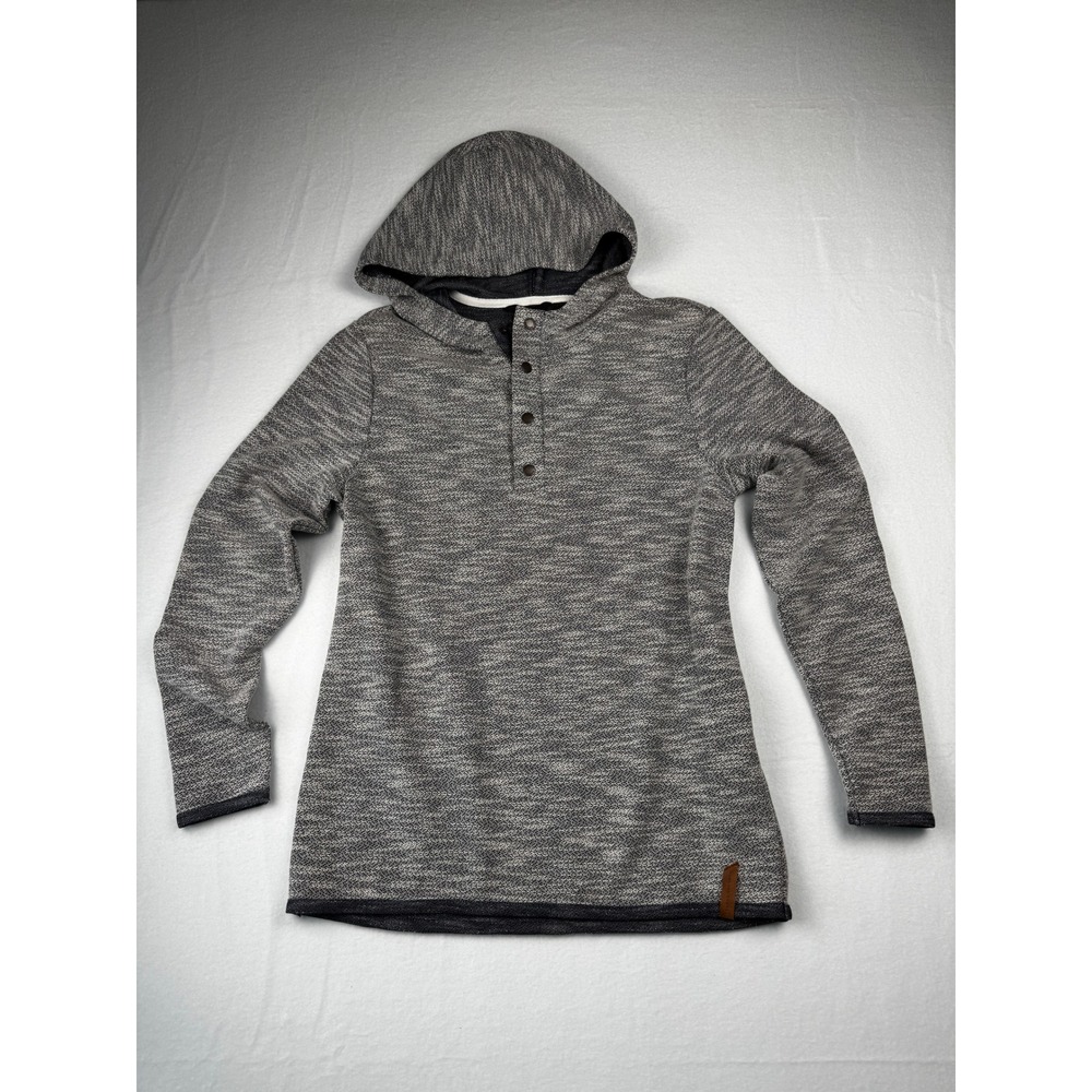 Outpost Makers Mens Gray Marled Knit Henley Hoodie Pullover Size Medium